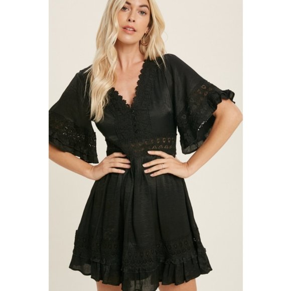 Dresses & Skirts - Black Crochet Dress